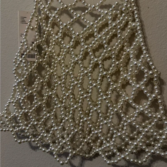 Urban Outfitters Pearl Beaded Net Tank Top - Cream - Picture 6 of 6